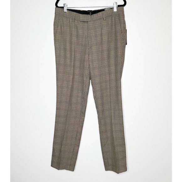 NWT Men's River Island Plaid Trouser Pants Skinny Fit Brown Black Size 32 - Picture 2 of 8